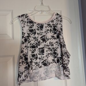 Light Pink Kitten Print Crop Top